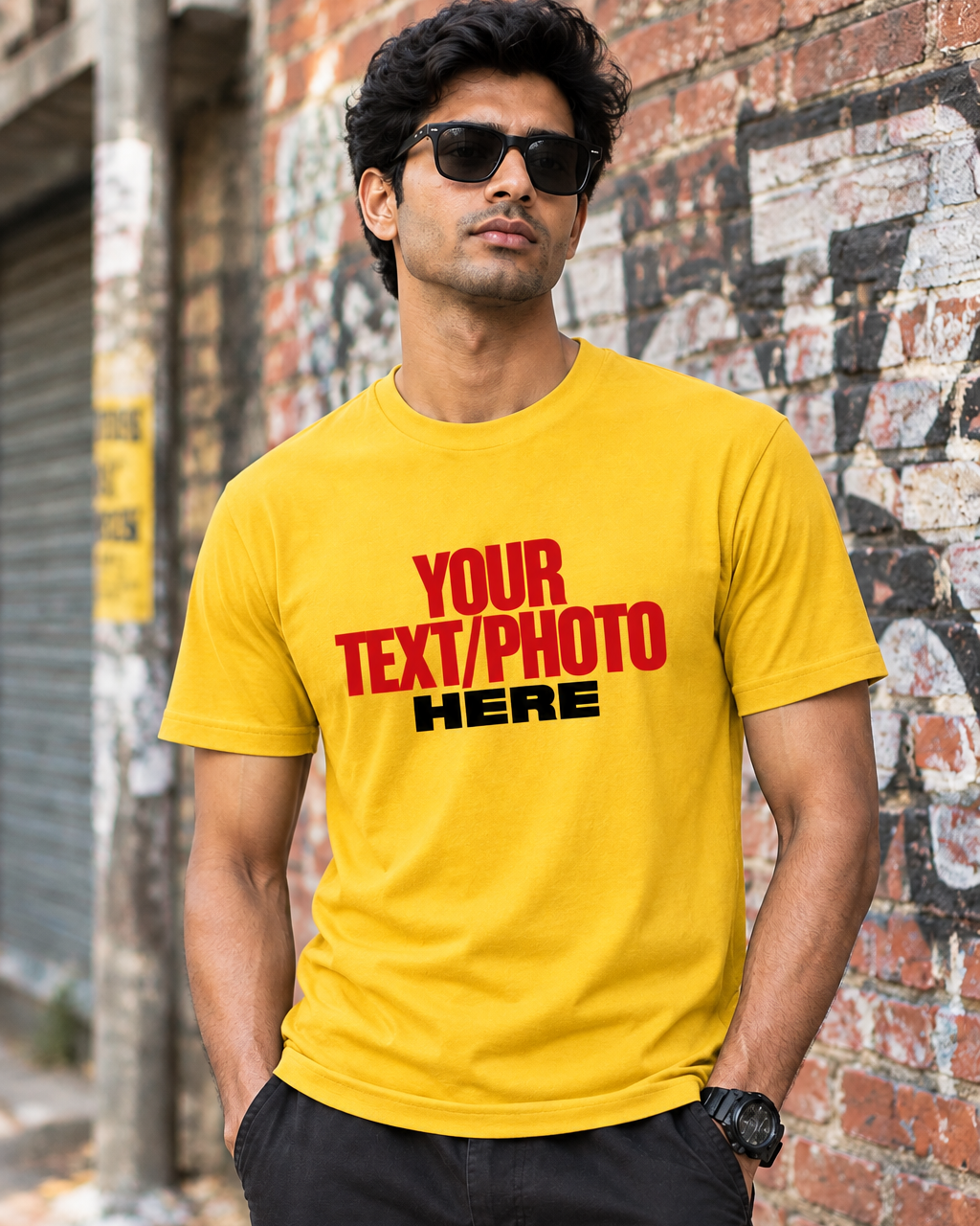 Golden Yellow T-Shirt Front Print