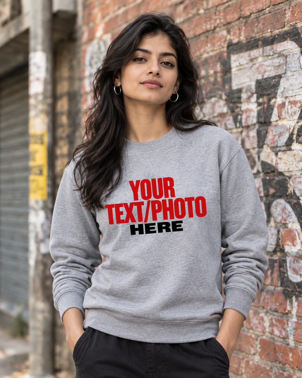 Grey Melange Sweatshirt Female