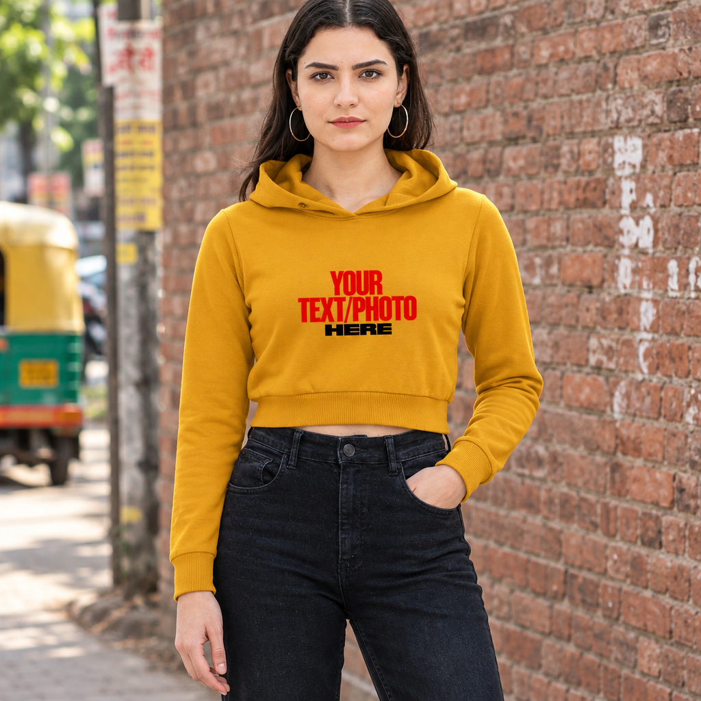 Mustard Yellow Cropped Hoodie