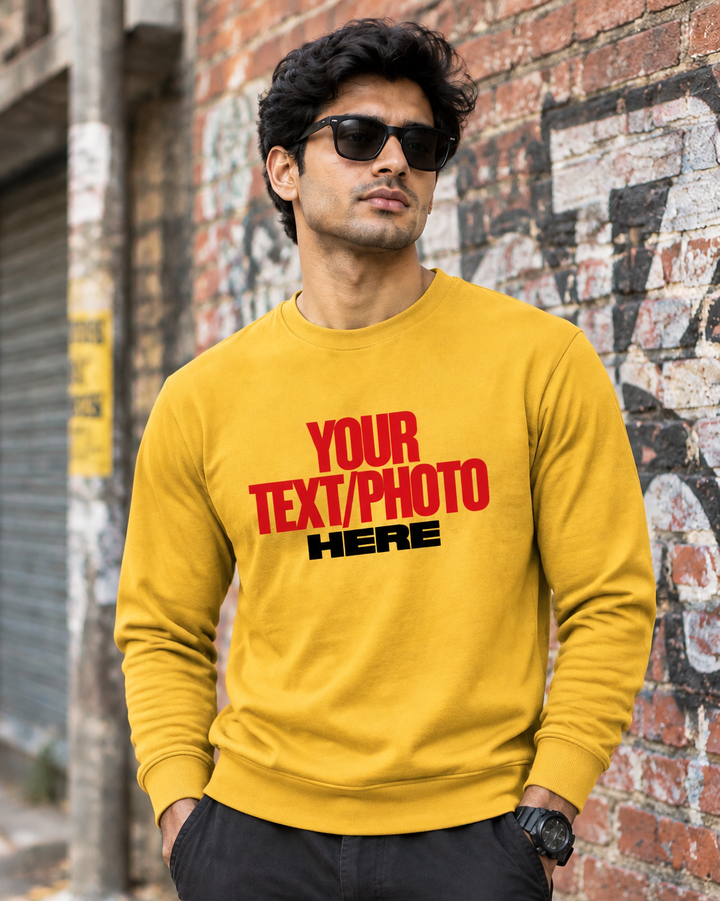 Mustard Yellow Sweatshirt Male