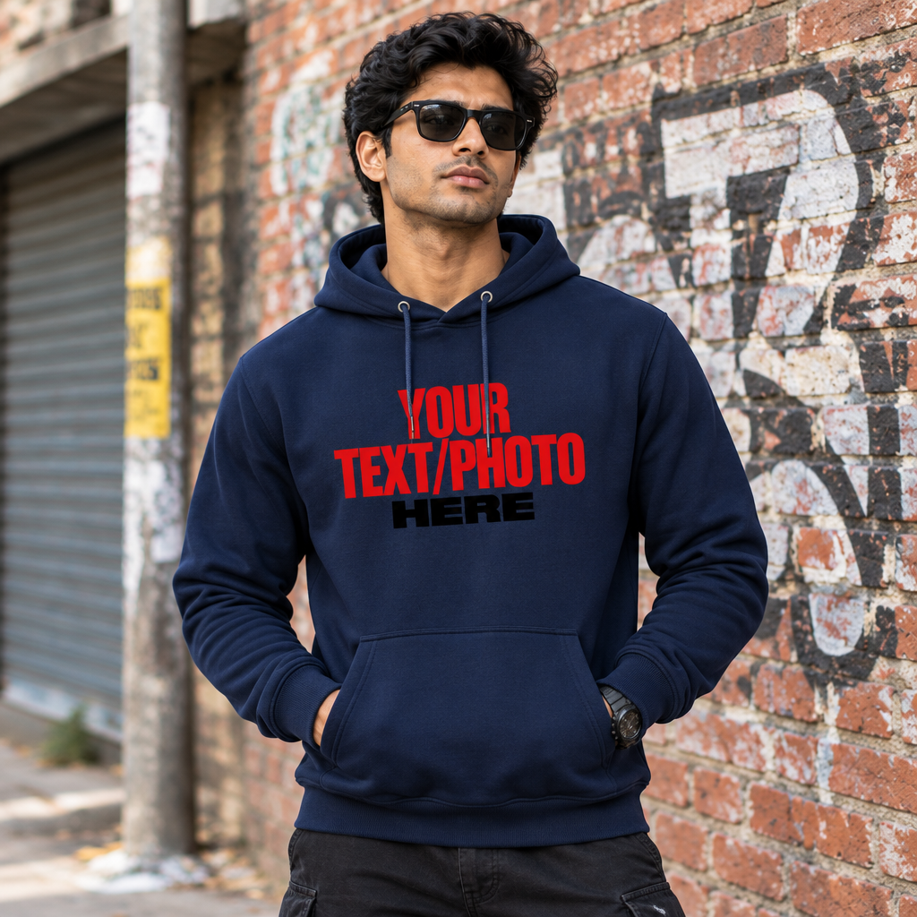 Navy Blue Hoodie Male