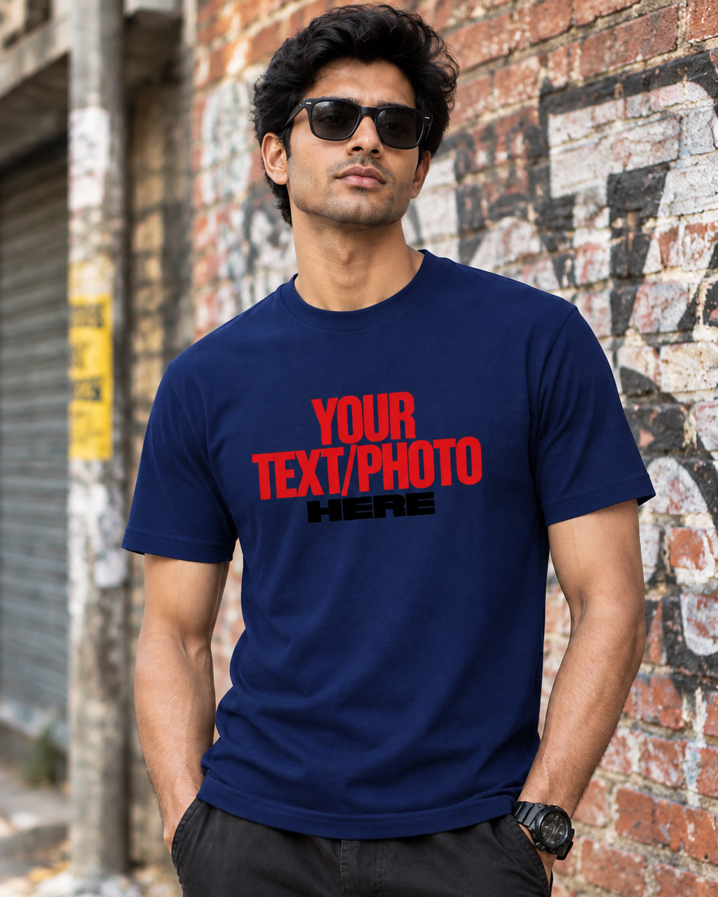 Navy Blue T-Shirt Front Print