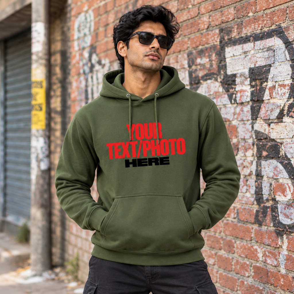 Olive Green Hoodie Male