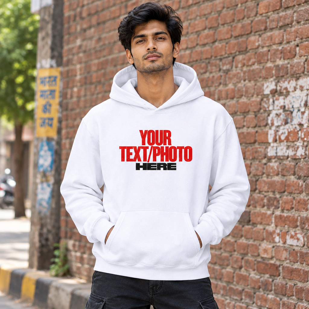 White Pullover Hoodie Male